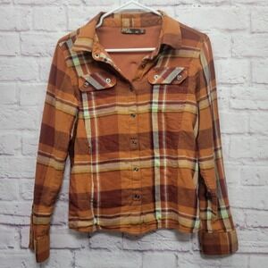Prana Orange Plaid Women's Blouse